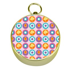 Chic Floral Pattern Gold Compasses by GardenOfOphir