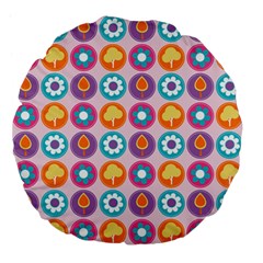 Chic Floral Pattern Large 18  Premium Flano Round Cushions by GardenOfOphir