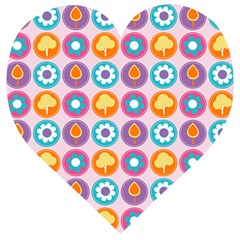 Chic Floral Pattern Wooden Puzzle Heart