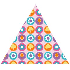 Chic Floral Pattern Wooden Puzzle Triangle