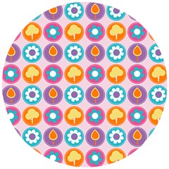 Chic Floral Pattern Wooden Puzzle Round