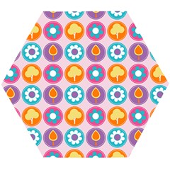 Chic Floral Pattern Wooden Puzzle Hexagon