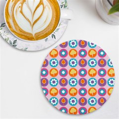 Chic Floral Pattern UV Print Round Tile Coaster