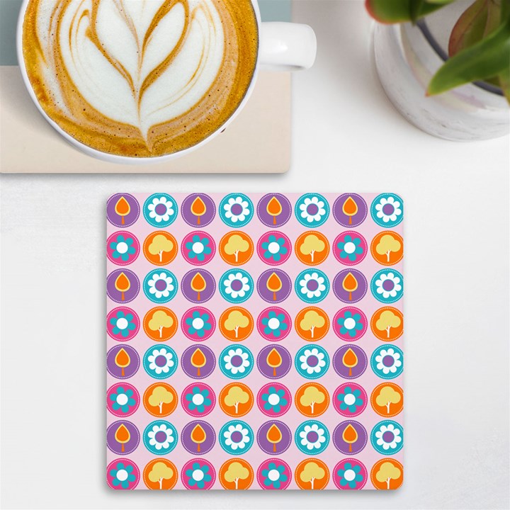 Chic Floral Pattern UV Print Square Tile Coaster 