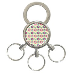 Chic Floral Pattern 3-ring Key Chain by GardenOfOphir