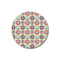 Chic Floral Pattern Rubber Round Coaster (4 Pack) by GardenOfOphir