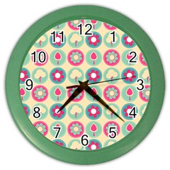 Chic Floral Pattern Color Wall Clock by GardenOfOphir