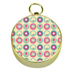 Chic Floral Pattern Gold Compasses by GardenOfOphir