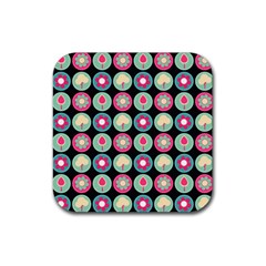 Chic Floral Pattern Rubber Coaster (square) by GardenOfOphir