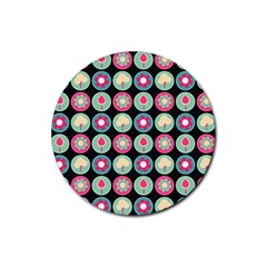 Chic Floral Pattern Rubber Coaster (round) by GardenOfOphir