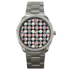 Chic Floral Pattern Sport Metal Watch by GardenOfOphir