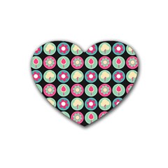 Chic Floral Pattern Rubber Heart Coaster (4 Pack) by GardenOfOphir