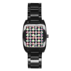 Chic Floral Pattern Stainless Steel Barrel Watch by GardenOfOphir