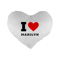 I Love Marilyn Standard 16  Premium Flano Heart Shape Cushions by ilovewhateva