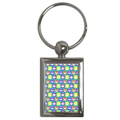 Colorful Whimsical Owl Pattern Key Chain (rectangle) by GardenOfOphir