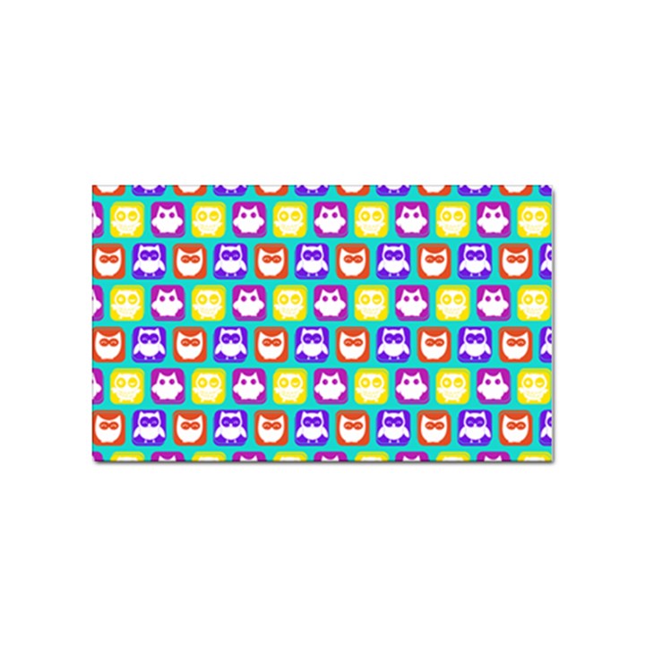 Colorful Whimsical Owl Pattern Sticker (Rectangular)