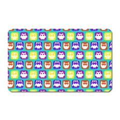 Colorful Whimsical Owl Pattern Magnet (rectangular) by GardenOfOphir