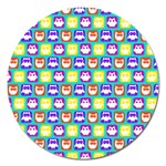 Colorful Whimsical Owl Pattern Magnet 5  (Round) Front