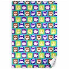 Colorful Whimsical Owl Pattern Canvas 12  X 18  by GardenOfOphir