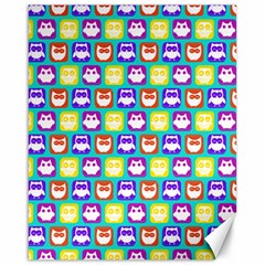 Colorful Whimsical Owl Pattern Canvas 16  X 20  by GardenOfOphir