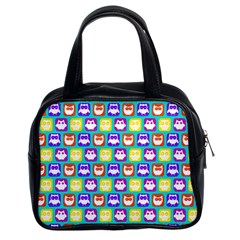 Colorful Whimsical Owl Pattern Classic Handbag (two Sides) by GardenOfOphir