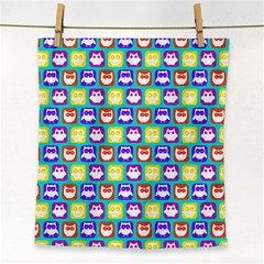 Colorful Whimsical Owl Pattern Face Towel by GardenOfOphir