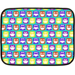 Colorful Whimsical Owl Pattern One Side Fleece Blanket (mini) by GardenOfOphir