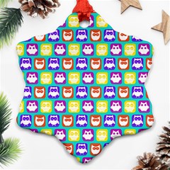 Colorful Whimsical Owl Pattern Ornament (snowflake) by GardenOfOphir