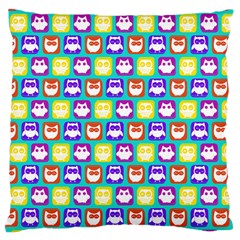 Colorful Whimsical Owl Pattern Large Cushion Case (one Side) by GardenOfOphir