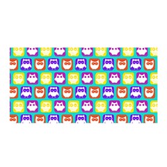 Colorful Whimsical Owl Pattern Satin Wrap 35  X 70  by GardenOfOphir