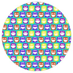 Colorful Whimsical Owl Pattern Round Trivet by GardenOfOphir