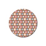 Colorful Whimsical Owl Pattern Rubber Round Coaster (4 pack) Front