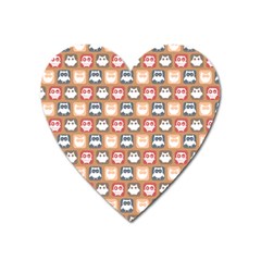 Colorful Whimsical Owl Pattern Heart Magnet by GardenOfOphir