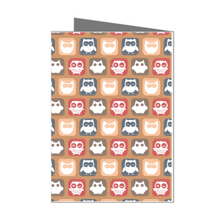 Colorful Whimsical Owl Pattern Mini Greeting Cards (Pkg of 8)