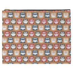 Colorful Whimsical Owl Pattern Cosmetic Bag (xxxl) by GardenOfOphir