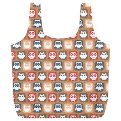 Colorful Whimsical Owl Pattern Full Print Recycle Bag (xxl) by GardenOfOphir