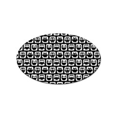 Black And White Owl Pattern Sticker Oval (10 Pack) by GardenOfOphir