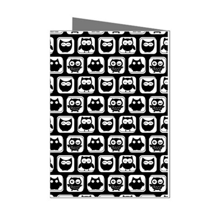 Black And White Owl Pattern Mini Greeting Cards (Pkg of 8)