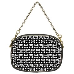 Black And White Owl Pattern Chain Purse (two Sides)