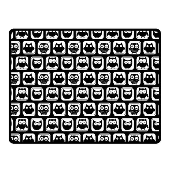 Black And White Owl Pattern One Side Fleece Blanket (Small)