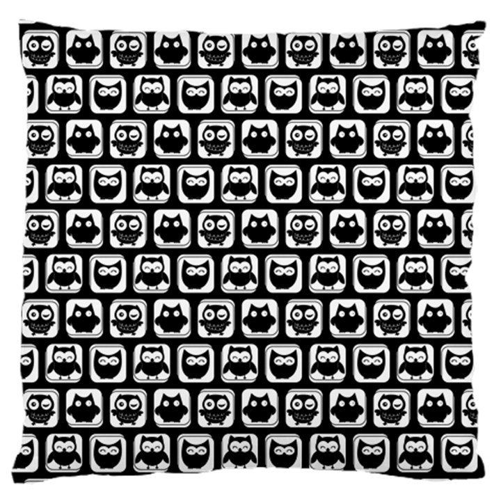 Black And White Owl Pattern Large Cushion Case (One Side)