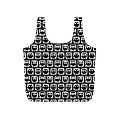 Black And White Owl Pattern Full Print Recycle Bag (s) by GardenOfOphir