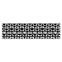 Black And White Owl Pattern Oblong Satin Scarf (16  X 60 ) by GardenOfOphir