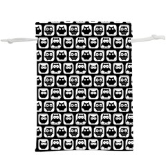 Black And White Owl Pattern Lightweight Drawstring Pouch (xl) by GardenOfOphir