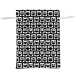 Black And White Owl Pattern Lightweight Drawstring Pouch (XL) Front