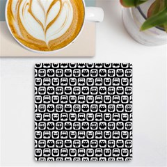 Black And White Owl Pattern Uv Print Square Tile Coaster  by GardenOfOphir