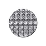 Gray And White Owl Pattern Rubber Coaster (Round) Front