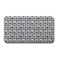 Gray And White Owl Pattern Medium Bar Mat by GardenOfOphir