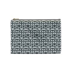 Gray And White Owl Pattern Cosmetic Bag (medium) by GardenOfOphir