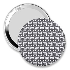 Gray And White Owl Pattern 3  Handbag Mirrors by GardenOfOphir